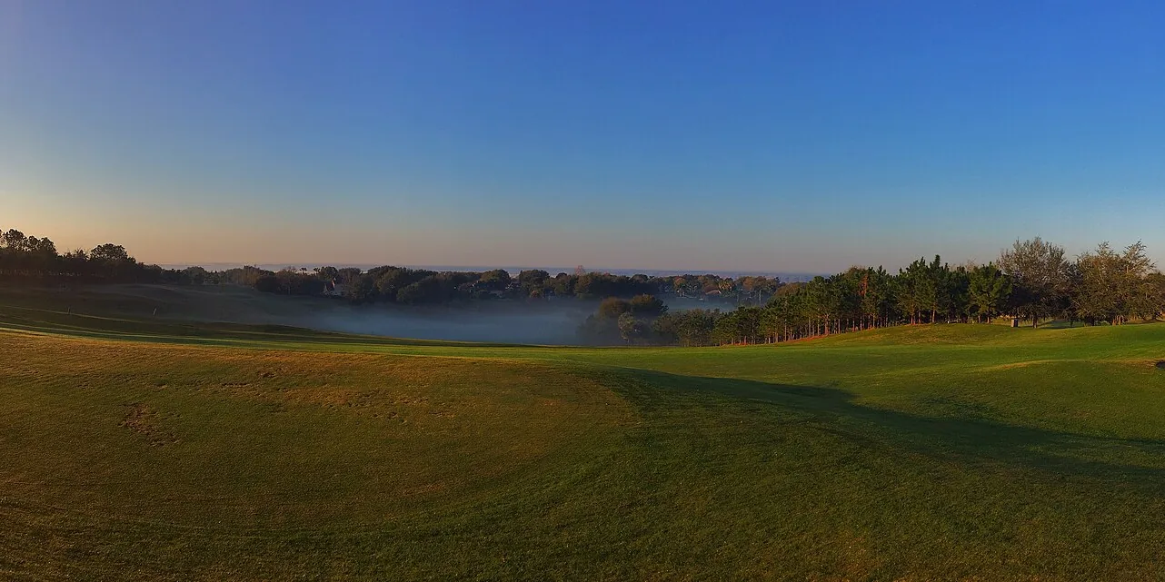Morning fog over the practice area at Legends Golf Club in Clermont, about a mile west of Kings Ridge across U.S. 27